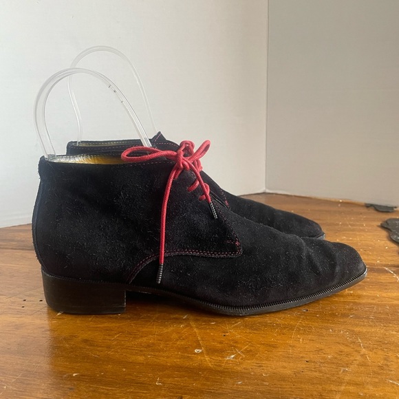 Lambertson Truex Shoes - Lambertson Truex Black Suede Ankle Boots Booties Chelsea Chukka Lace up Italy 38